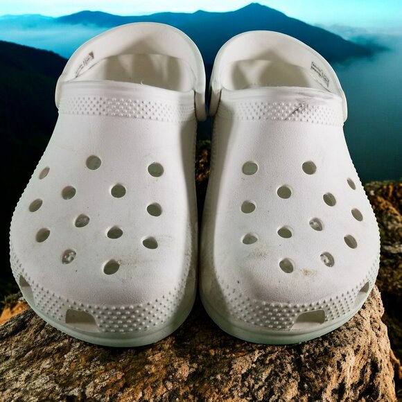 Crocs Men's 5 Women's 7 White Slip On Comfort Sandals Shoes 12436 - Picture 3 of 8